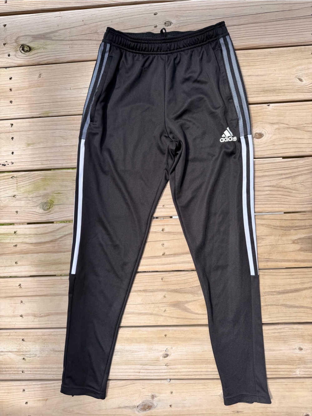 adidas Black Track Joggers with White Side Stripes